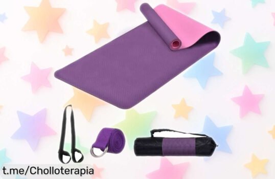 Esterilla de yoga RUNPEQUEÑO con doble capa antideslizante, chollo increíble para que tus posturas brillen; ¡aprovéchala y lleva tu práctica a otro nivel ya!