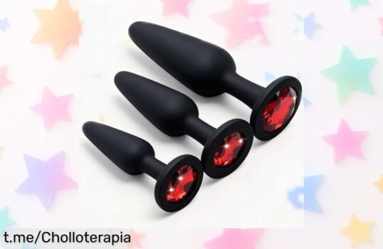 Explora nuevas sensaciones con este set de 3 plugs anales de silicona: fácil de usar y limpiar, ¡un chollo que no puedes dejar pasar!