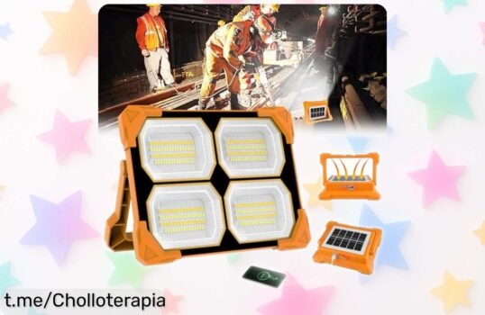 Foco LED solar TSUN 100W con batería, varios modos y cargador para móvil: ¡ofertón que no puedes dejar escapar! Ilumina tus momentos de aventura ahora mismo.