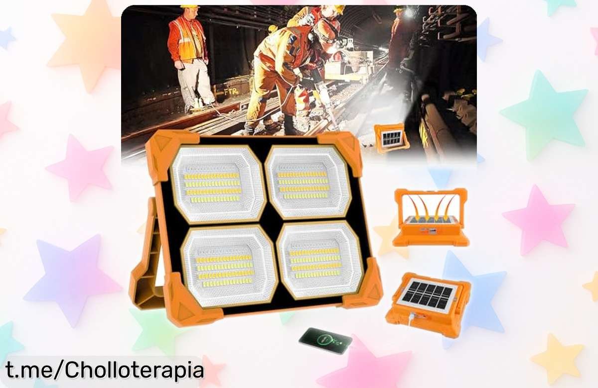 Foco LED solar TSUN 100W con batería, varios modos y cargador para móvil: ¡ofertón que no puedes dejar escapar! Ilumina tus momentos de aventura ahora mismo.