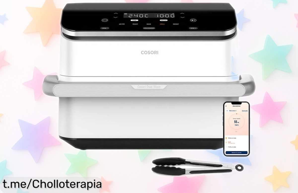 Freidora de aire grande Cosori Dual Blaze Twinfry 10L, cocina como un chef desde tu móvil. ¡No te pierdas este precio de locura y sorprende a todos con tus recetas!
