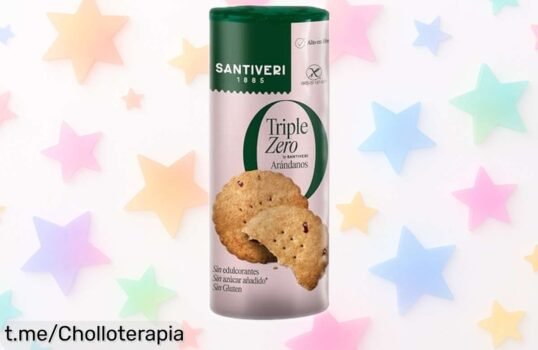 Galletas crujientes Santiveri con avena y arándanos, un super chollo vegano sin gluten ni azúcar que no podrás dejar de picar. ¡Aprovecha este delicioso momento ahora!