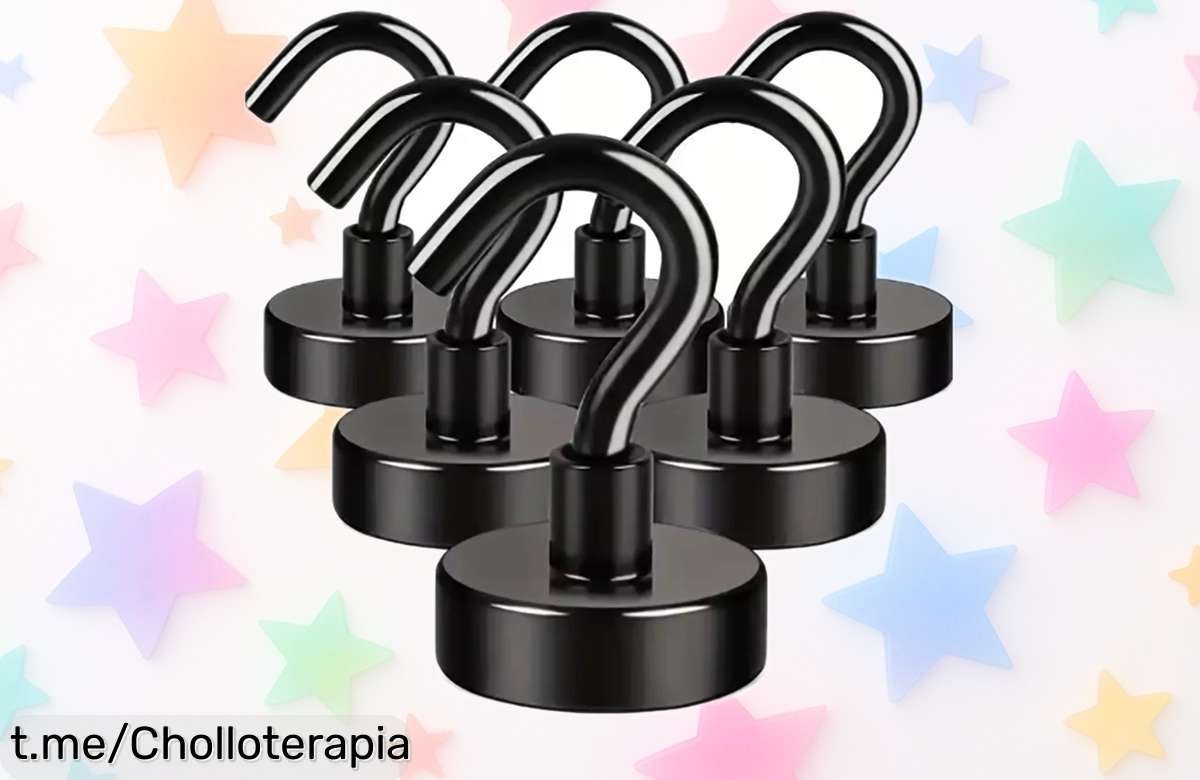 Ganchos magnéticos de pared para llaves y abrigos, pack de 6 a un precio increíble que te hará decir adiós al desorden y hola a la organización ¡No pierdas esta oportunidad!