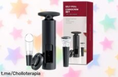 Grandioso abridor de vino 4 en 1 que corta, vierte y sella: ¡preparado para tus cenas! Aprovecha este precio loco antes de que se acabe.