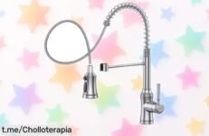 Grifo de cocina HURRAN con caño alto y manguera extensible a un precio tiradísimo, ¡no pierdas la oportunidad de hacer tu vida más fácil mientras ahorras!