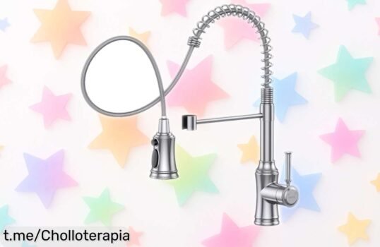 Grifo de cocina HURRAN con caño alto y manguera extensible a un precio tiradísimo, ¡no pierdas la oportunidad de hacer tu vida más fácil mientras ahorras!