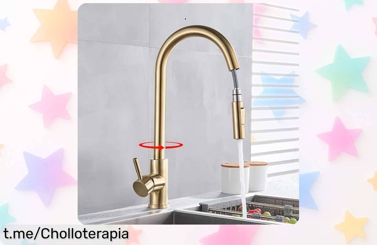 Grifo de cocina extraíble y giratorio 360° que facilita la limpieza ¡precio rebajado espectacular que no querrás dejar escapar! Su funcionalidad te hará amar cocinar nuevamente.