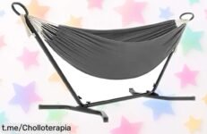 Hamaca con soporte SONGMICS que aguanta 240 kg y se adapta a ti; aprovecha este ofertón para relajarte en tu jardín como siempre soñaste, ¡no dejes pasar esta oportunidad!