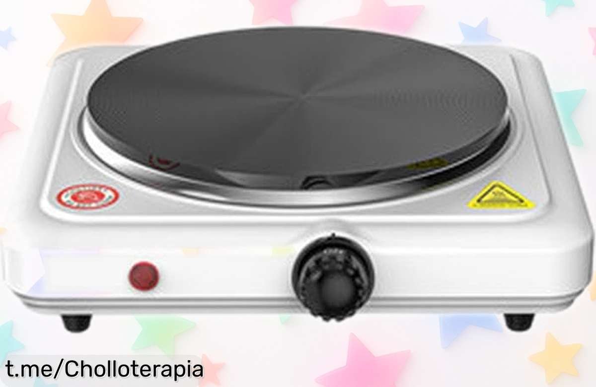 Hornillo eléctrico de 1.500W, ideal para cocinar rápido en casa o llevarte al camping, ¡rebajado a un precio loco que no puedes dejar pasar!