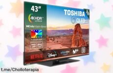 Impactante televisor 43 QLED Toshiba con imagen 4K Ultra HD y sonido envolvente a precio regalado, no te pierdas esta oportunidad de disfrutar cada película como nunca.