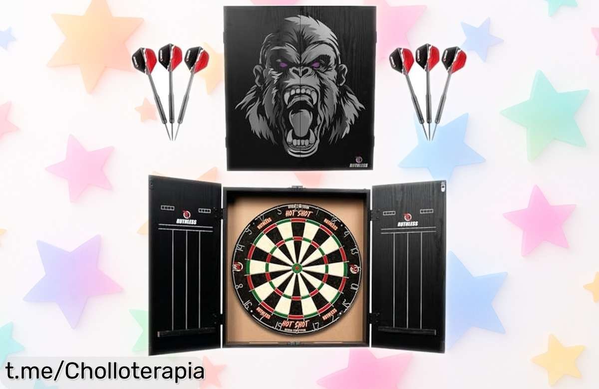 Impresionante armario completo para dardos Gorilla con tablero y luz LED a un precio de escándalo: ¡no te pierdas este super chollo para triunfar en casa!