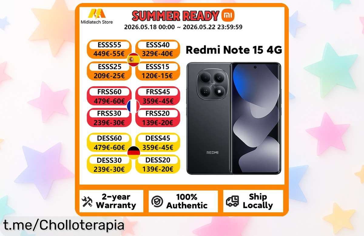 Impresionante móvil Xiaomi Redmi Note 15 con cámara de 108 MP y pantalla AMOLED, ¡ahora a un precio de risa que no podrás ignorar!