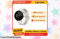Impresionante smartwatch OnePlus Watch 3 con pantalla AMOLED, conexión GPS y un descuentazo que no te puedes perder para estar siempre a la última. ¡No dejes pasar esta oportunidad!