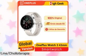 Impresionante smartwatch OnePlus Watch 3 con pantalla AMOLED, conexión GPS y un descuentazo que no te puedes perder para estar siempre a la última. ¡No dejes pasar esta oportunidad!