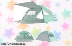 Impresionante tienda de playa Elegear para 45 personas a precio loco, protección solar UPF50+ y resistente al viento; ¡prepara tus días familiares inolvidables ya!