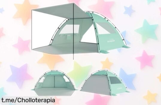 Impresionante tienda de playa Elegear para 45 personas a precio loco, protección solar UPF50+ y resistente al viento; ¡prepara tus días familiares inolvidables ya!