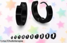 Impresionantes aros de acero inoxidable negro SoulCats en oferta, lucen siempre perfectos y brillantes, ¡no te quedes sin ellos y haz que tu estilo brille ahora!