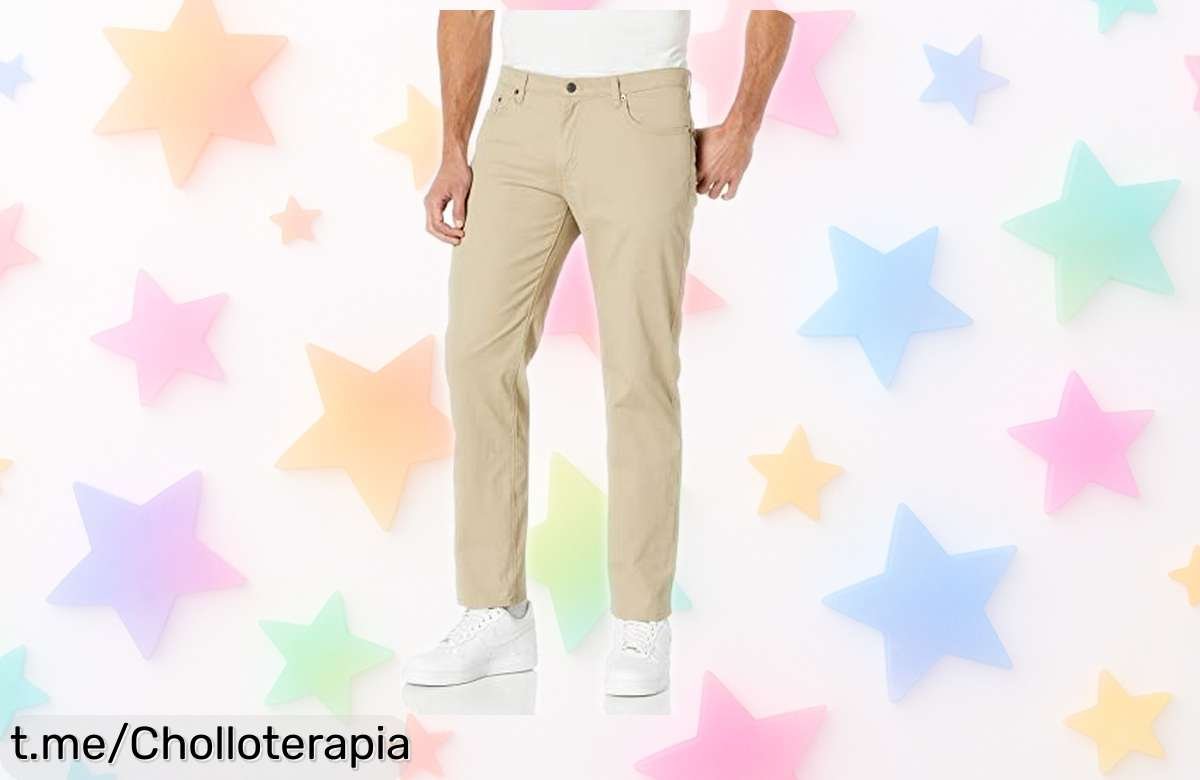Impresionantes pantalones de sarga elástica Amazon Essentials con 5 bolsillos, ¡ahora a un precio loco que no se repite! No te los puedes perder, perfectos para cualquier aventura.