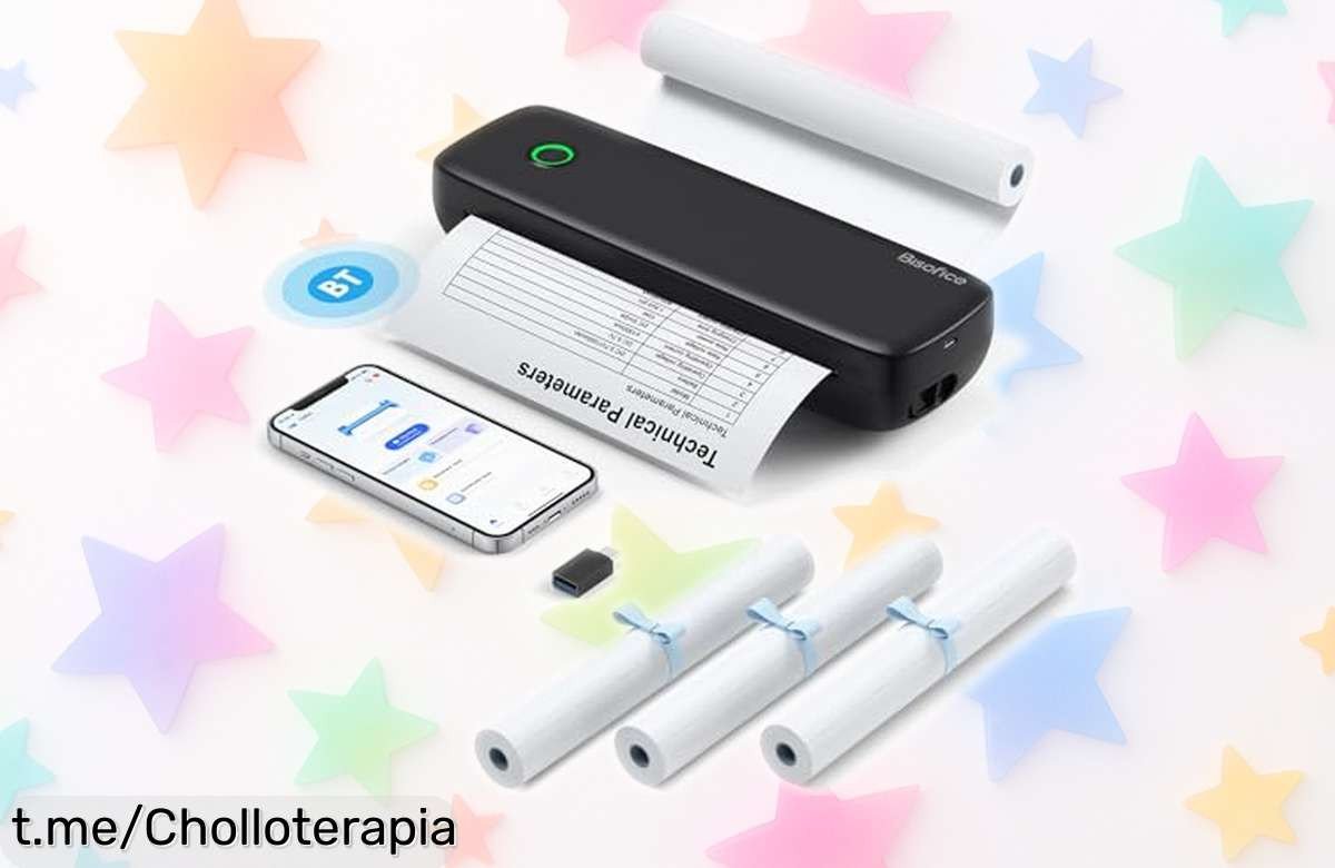 Impresora térmica portátil A4 Bisofice que imprime desde el móvil sin tinta: ¡super chollo por un precio de escándalo, ideal para tu oficina y viajes! No te quedes sin la tuya.