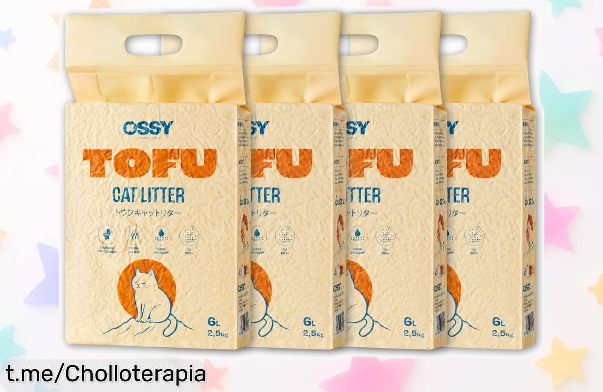 Increíble arena aglomerante para gatos Tofu Ossy en pack de 4 sacos de 10 kg, sin olores ni químicos ¡No te lo pierdas, está a un precio que corta la respiración!