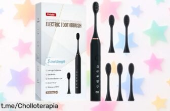 Increíble cepillo de dientes eléctrico sónico con 6 cabezales Dupont y batería que dura un mes, ¡tu sonrisa brillará sin gastar una fortuna! No esperes más.
