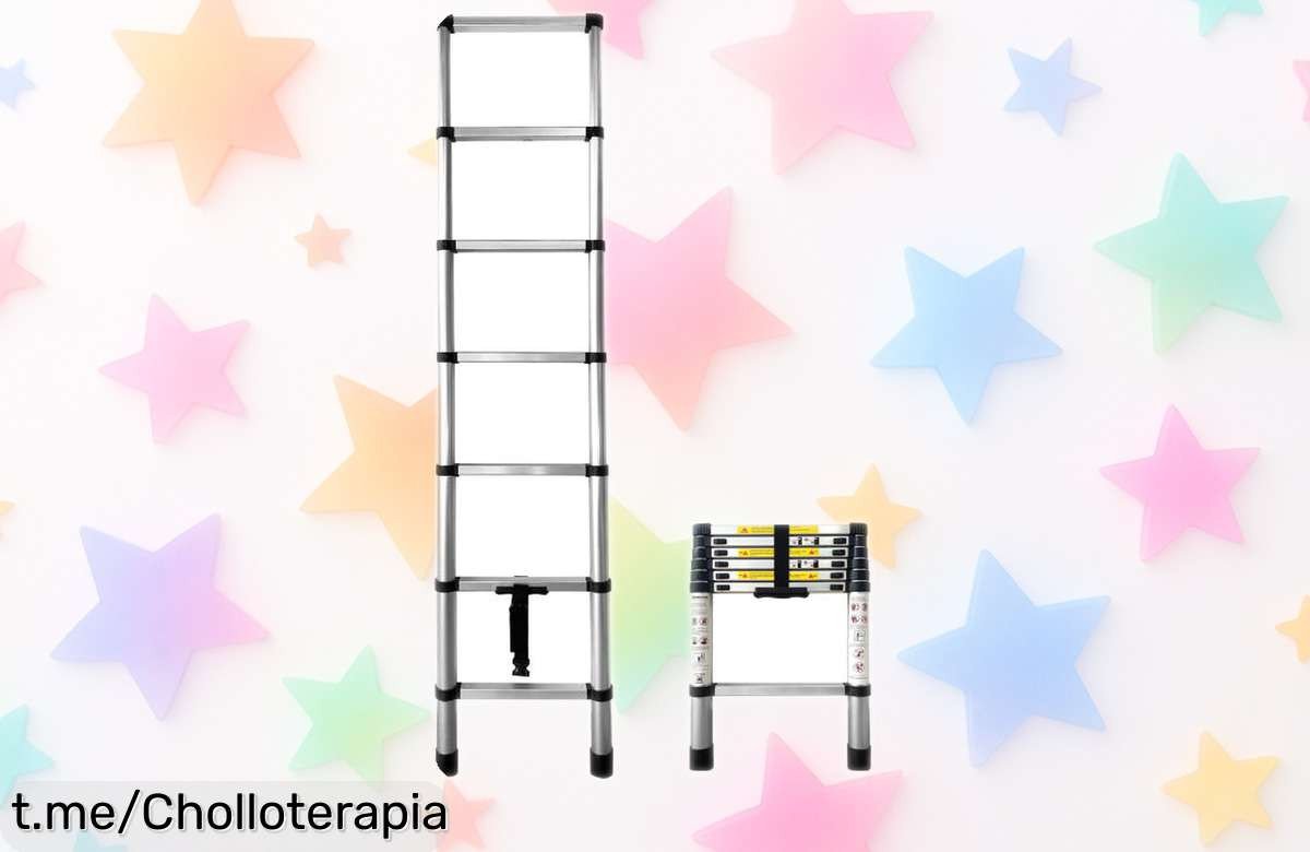 Increíble escalera telescópica Nyana, ajustable de 2 a 4,4 metros y con base antideslizante. ¡Chollo que no puedes dejar escapar para hacer todo más fácil!