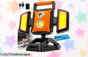 Increíble foco LED recargable Sylstar 40W con base magnética y pinza, ¡ofertón para iluminar tu vida y cargar tu móvil! No dejes escapar esta oportunidad única.