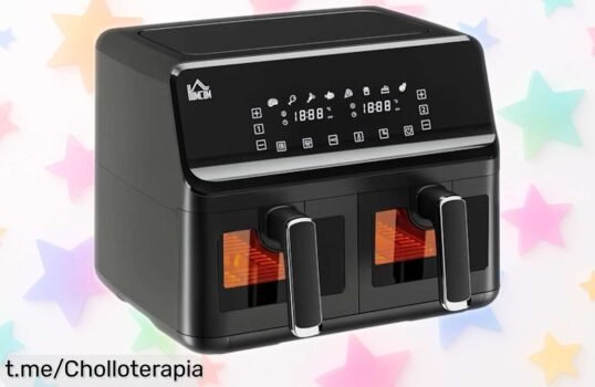 Increíble freidora de aire doble HOMCOM 8L con pantalla táctil, cocina dos platos a la vez ¡Aprovecha esta oferta única y haz que tus comidas sean un festín delicioso!
