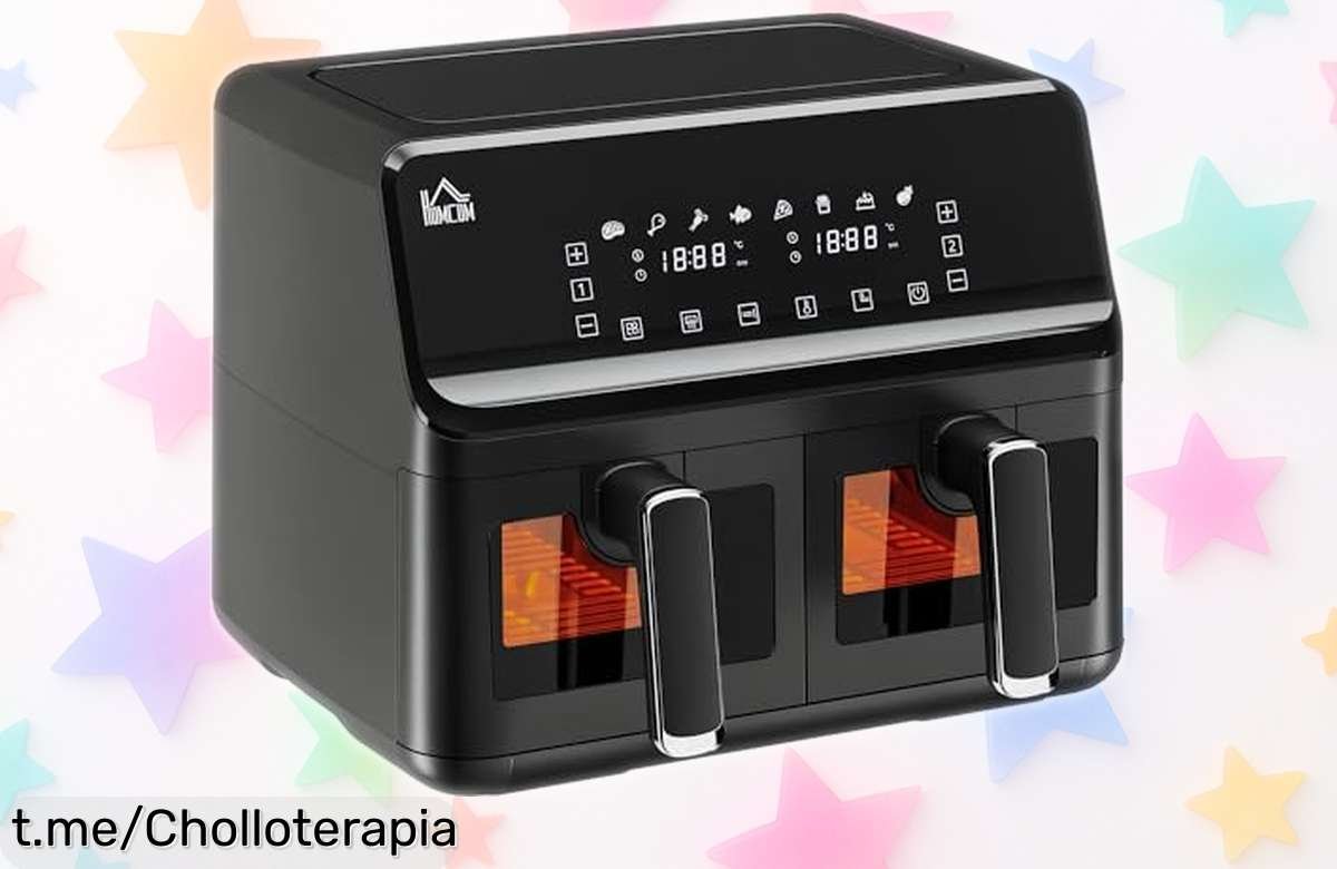 Increíble freidora de aire doble HOMCOM 8L con pantalla táctil, cocina dos platos a la vez ¡Aprovecha esta oferta única y haz que tus comidas sean un festín delicioso!