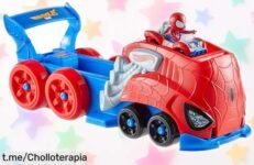 Increíble pack de juego de pista Hot Wheels con vehículo SpiderMan para carreras sin límite, ¡super chollo para que los peques se diviertan a lo grande y vivan la emoción!