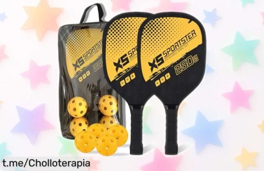 Increíble pack de raquetas de pickleball Lixada con 4 bolas, fácil manejo y control top; ¡no esperes más para disfrutar este ofertón que se agota rápido!