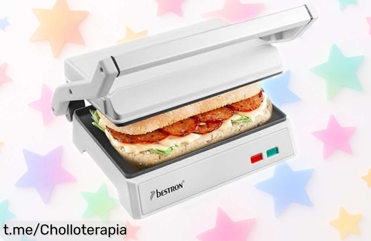 Increíble parrilla eléctrica para sándwiches Bestron APM124W que se abre 180° y hace el mejor panini del mundo. ¡Cómprala ya antes de que desaparezca!