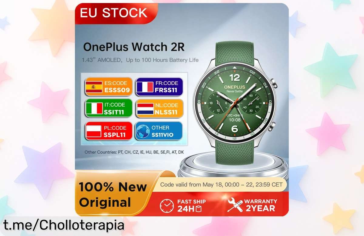 Increíble reloj inteligente OnePlus Watch 2R con pantalla AMOLED y GPS a precio de risa: ¡controla tu vida sin complicaciones! No te lo pierdas, la oferta es única.
