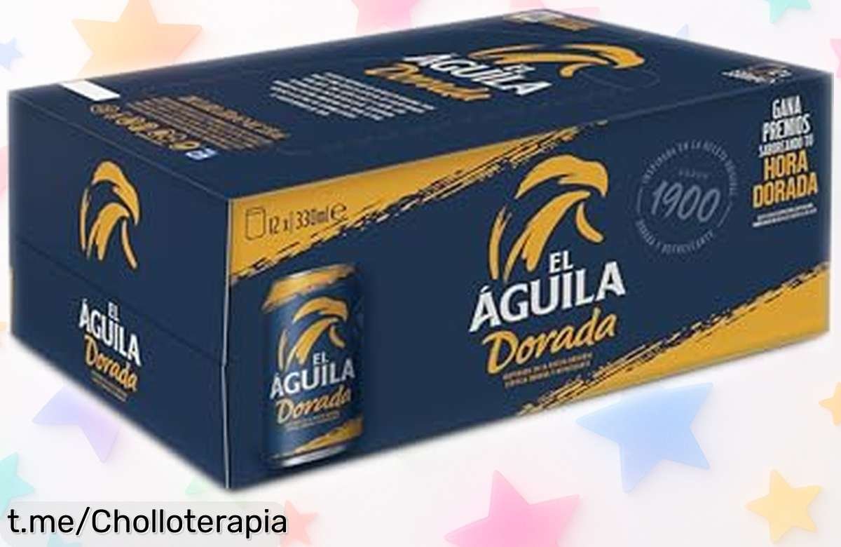 Increíble tanda de 12 latas de El Águila Dorada, cerveza lager con un sabor suave y cítrico, ahora a un precio que te hará sonreír y llenar la nevera al instante.
