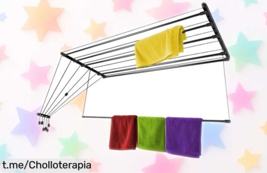 Increíble tendedero de techo KADAX, ideal para ahorrar espacio y aguantar hasta 12 kg. Aprovecha esta oferta porque esto está regalado, ¡no te lo pierdas!
