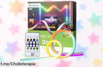 Increíble tira LED RGBIC de 5 metros Sailsco a precio rebajado: ¡da vida a tu espacio con luces que bailan al ritmo de la música! Monta el ambiente perfecto y no te pierdas este chollazo.