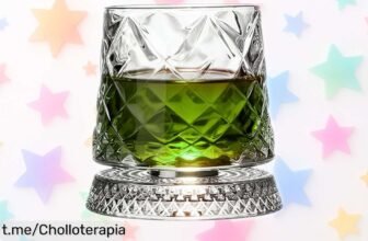 Increíble vaso de whisky giratorio con diseño vintage y base antiderrames ¡Un regalazo para tu hogar o bar a un precio de ganga que no puedes dejar pasar!