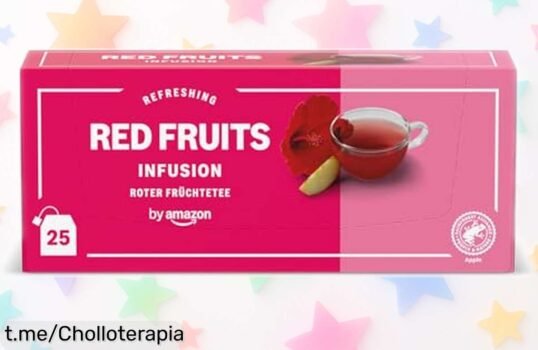 Infusión de frutos rojos By Amazon, 25 bolsitas a un precio loco para disfrutar su sabor fresco y natural en cualquier momento. ¡No dejes pasar este chollo irresistible!