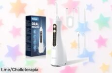 Irrigador dental portátil Vexloria con 4 boquillas y 5 modos, ¡ahora a precio regalado para que luzcas una sonrisa radiante en cualquier lugar!