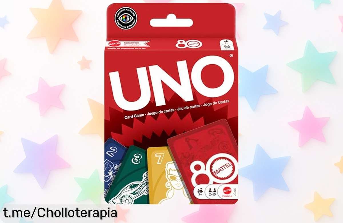 Juego de cartas UNO 80 aniversario de Mattel: diversión asegurada a precio tirado, lo mejor para disfrutar con amigos y familia. ¡No te quedes sin él!