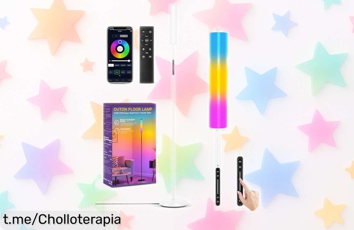 Lámpara de pie LED OUTON que cambia de color con la música a un precio insuperable: transforma tu espacio y anima tus planes hoy mismo. ¡No te quedes sin ella!