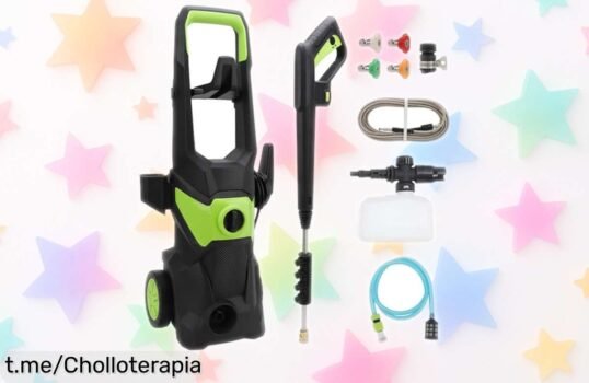 Lavadora a presión 4000 PSI con cañón de espuma y manguera larguísima, ¡esto es un chollazo que te dejará todo impecable! No te quedes sin ella, el momento es ahora.