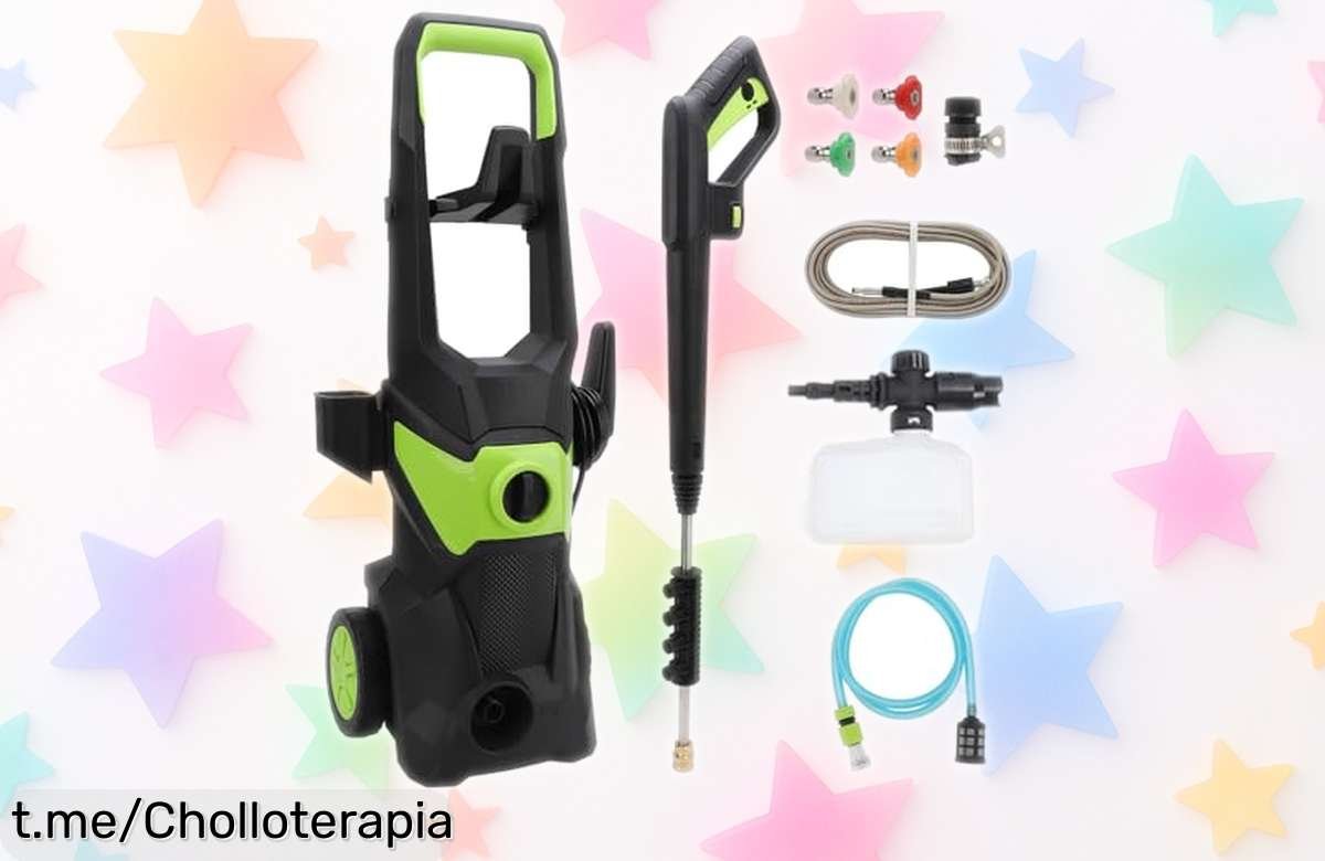Lavadora a presión 4000 PSI con cañón de espuma y manguera larguísima, ¡esto es un chollazo que te dejará todo impecable! No te quedes sin ella, el momento es ahora.