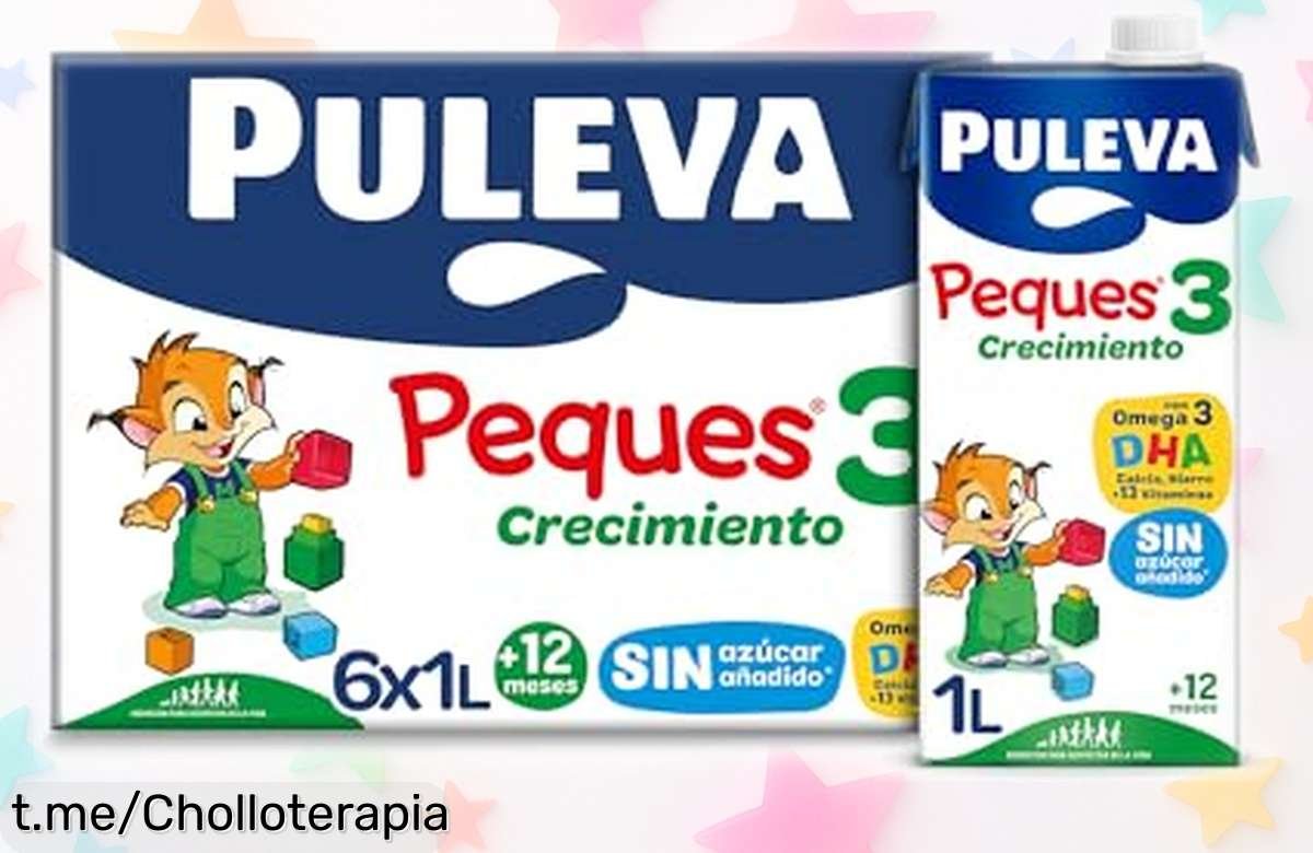 Leche de crecimiento Puleva Peques 3: ¡6 litros con vitaminas y Omega 3 a precio regalado! No dejes pasar esta oportunidad para que tus peques crezcan fuertes.