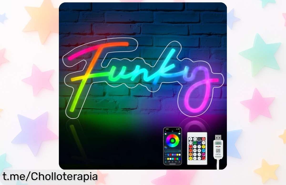 Letrero de neón LED HOTUT con 200 colores y control desde el móvil, ¡ofertón que hará brillar tus fiestones a un precio loco! No te quedes sin tu vibra única.