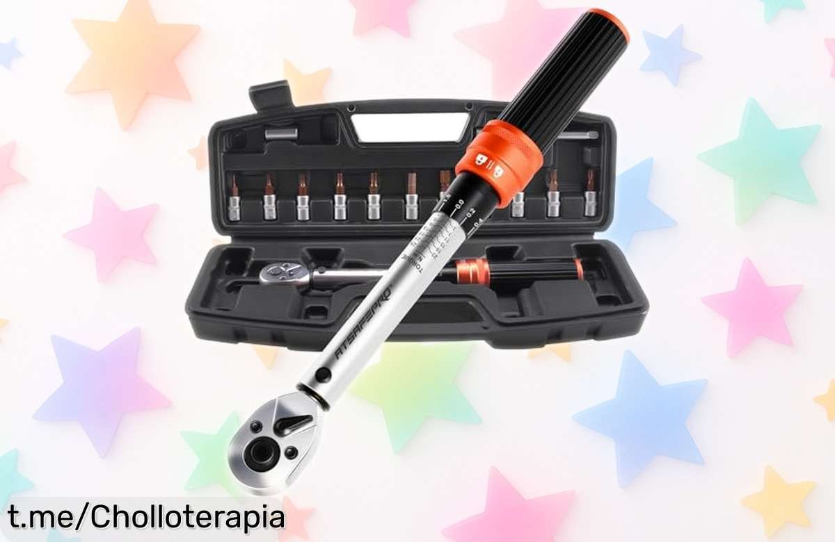 Llave dinamométrica ATsafepro 14 piezas con avisos sonoros y táctiles, un ofertón increíble que hará tus ajustes fáciles y seguros. ¡No te quedes sin ella!