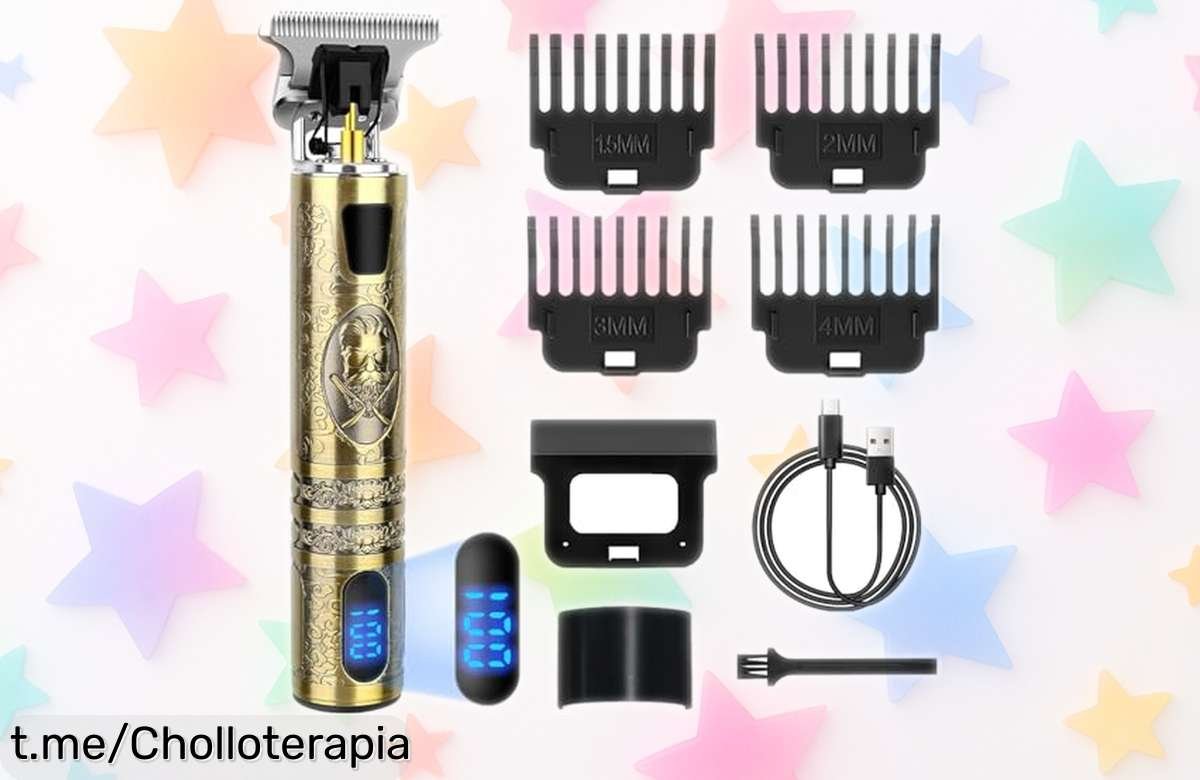 Máquina de cortar pelo para hombre con LED, ¡un ofertón que te dejará siempre perfecto sin líos ni cables! Aprovecha esta rebaja antes de que sea tarde.