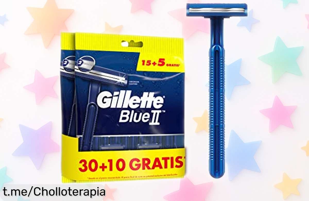 Máquinillas desechables Gillette Blue II, ¡super chollo de 40 unidades y doble hoja que te dejará impecable! Aprovecha este precio muy bajo antes de que se agoten.