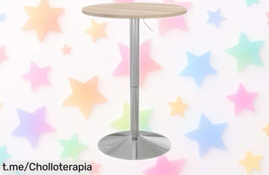 Mesa alta redonda HOMCOM con base estable y tablero giratorio: ¡chollazo para disfrutar en casa a un precio loco que no querrás dejar pasar!
