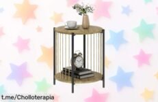 Mesa auxiliar redonda HOMCOM con dos estantes y diseño bohemio a precio loco, un detalle irresistible para tu hogar que no querrás perderte. ¡Hazla tuya antes de que se agote!
